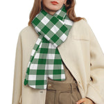 Green And White Buffalo Check Print Scarf