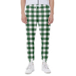 Green And White Buffalo Check Print Scuba Joggers