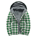 Green And White Buffalo Check Print Sherpa Lined Zip Up Hoodie