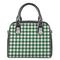 Green And White Buffalo Check Print Shoulder Handbag