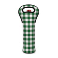 Green And White Buffalo Check Print Single Neoprene Wine Tote