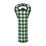 Green And White Buffalo Check Print Single Neoprene Wine Tote