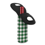 Green And White Buffalo Check Print Single Neoprene Wine Tote