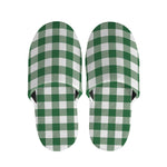 Green And White Buffalo Check Print Slippers