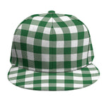 Green And White Buffalo Check Print Snapback Cap