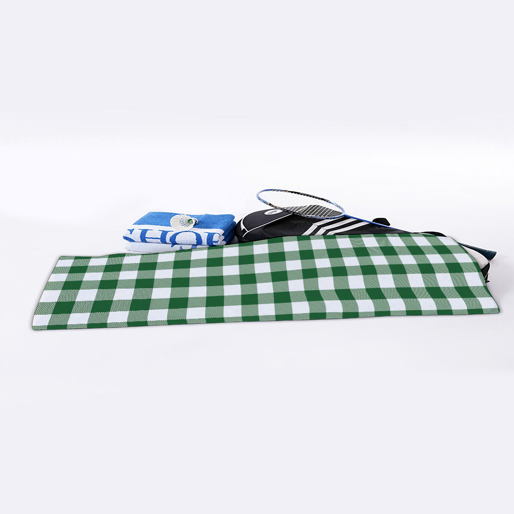Green And White Buffalo Check Print Sports Towel
