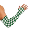 Green And White Buffalo Check Print Sun Protection Arm Sleeves