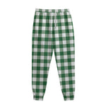 Green And White Buffalo Check Print Sweatpants
