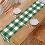 Green And White Buffalo Check Print Table Runner