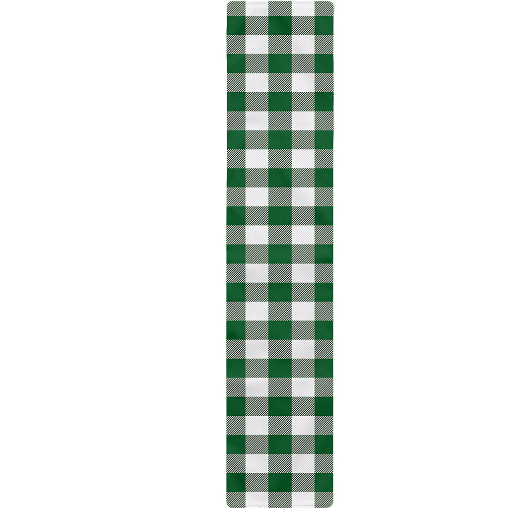 Green And White Buffalo Check Print Table Runner