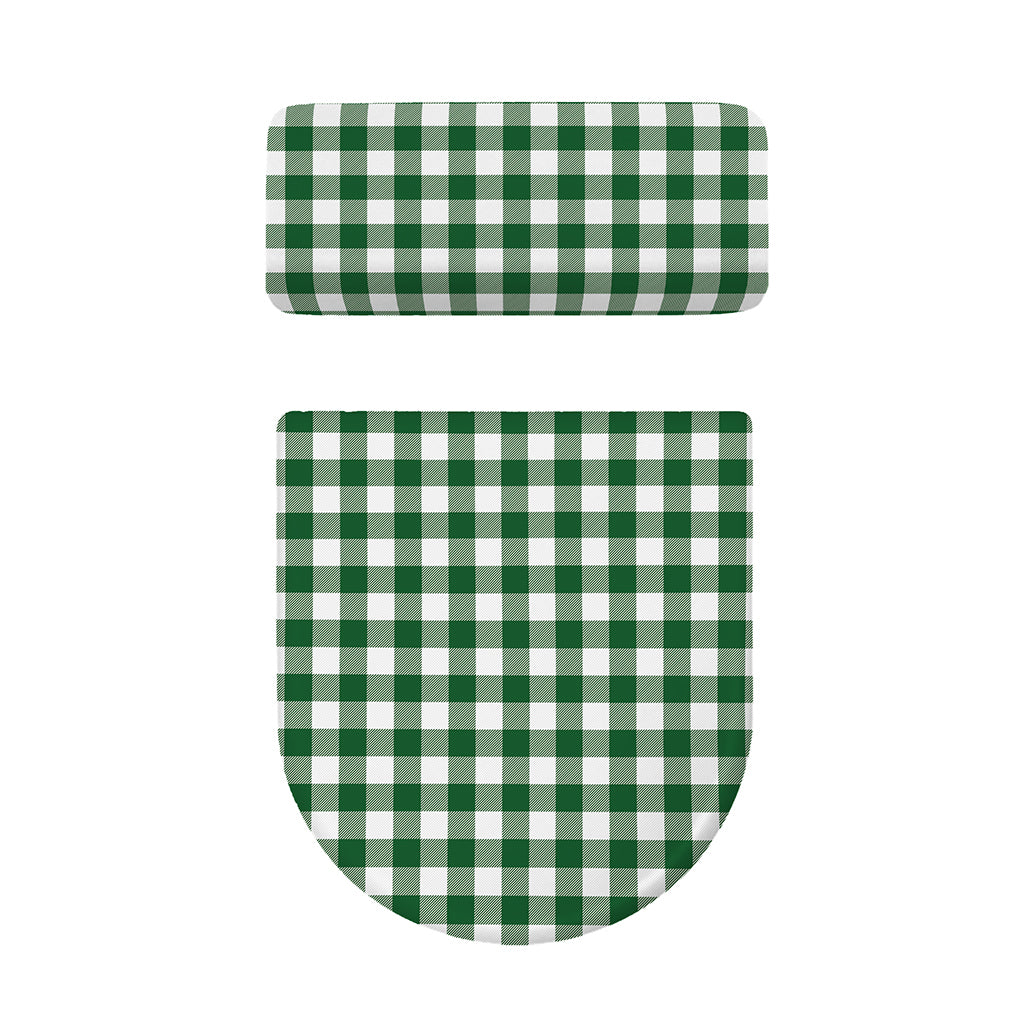 Green And White Buffalo Check Print Toilet Lid And Tank Cover Set