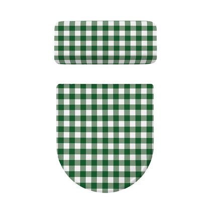 Green And White Buffalo Check Print Toilet Lid And Tank Cover Set