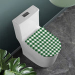 Green And White Buffalo Check Print Toilet Lid Cover