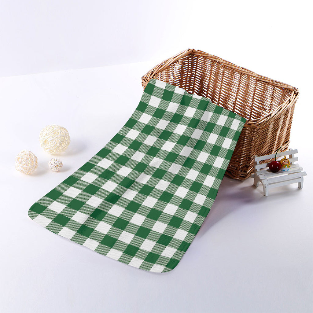 Green And White Buffalo Check Print Towel