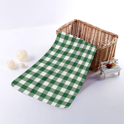 Green And White Buffalo Check Print Towel