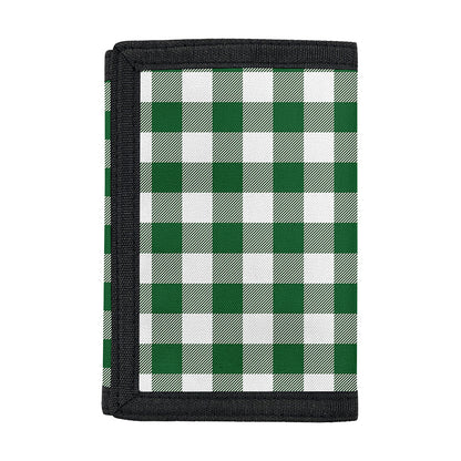 Green And White Buffalo Check Print Trifold Wallet