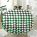 Green And White Buffalo Check Print Waterproof Round Tablecloth