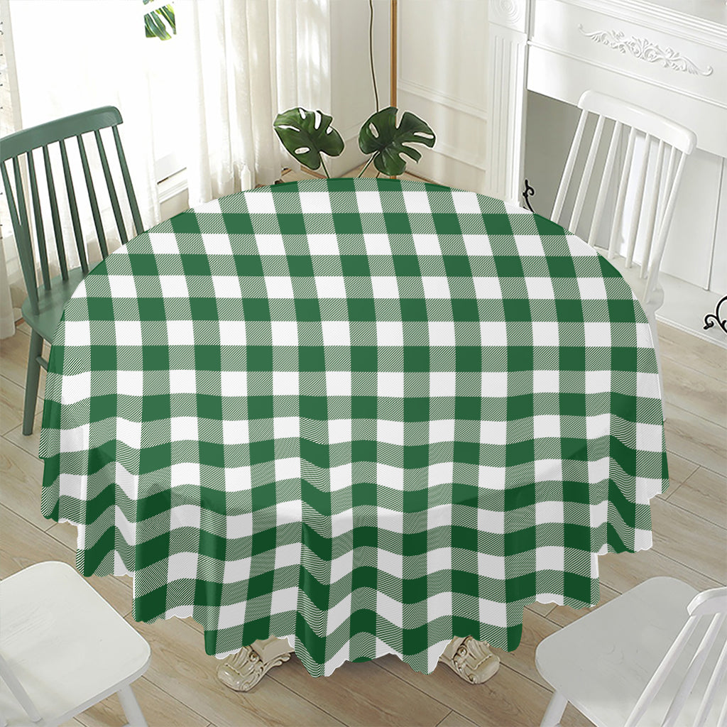 Green And White Buffalo Check Print Waterproof Round Tablecloth