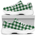 Green And White Buffalo Check Print White Chunky Shoes
