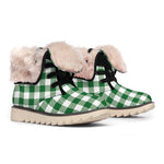 Green And White Buffalo Check Print Winter Boots