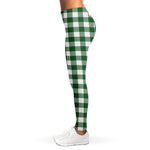 Green And White Buffalo Check Print Women's Leggings