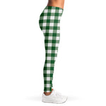 Green And White Buffalo Check Print Women's Leggings