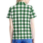 Green And White Buffalo Check Print Women's Polo Shirt