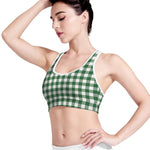 Green And White Buffalo Check Print Women's Sports Bra