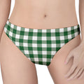 Green And White Buffalo Check Print Women's Thong