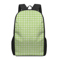 Green And White Check Pattern Print 17 Inch Backpack