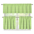 Green And White Check Pattern Print 3 Piece Kitchen Curtains