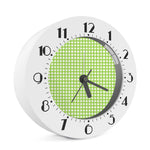 Green And White Check Pattern Print Alarm Clock