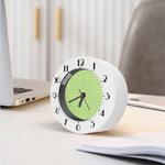 Green And White Check Pattern Print Alarm Clock