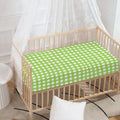 Green And White Check Pattern Print Baby Crib Sheet