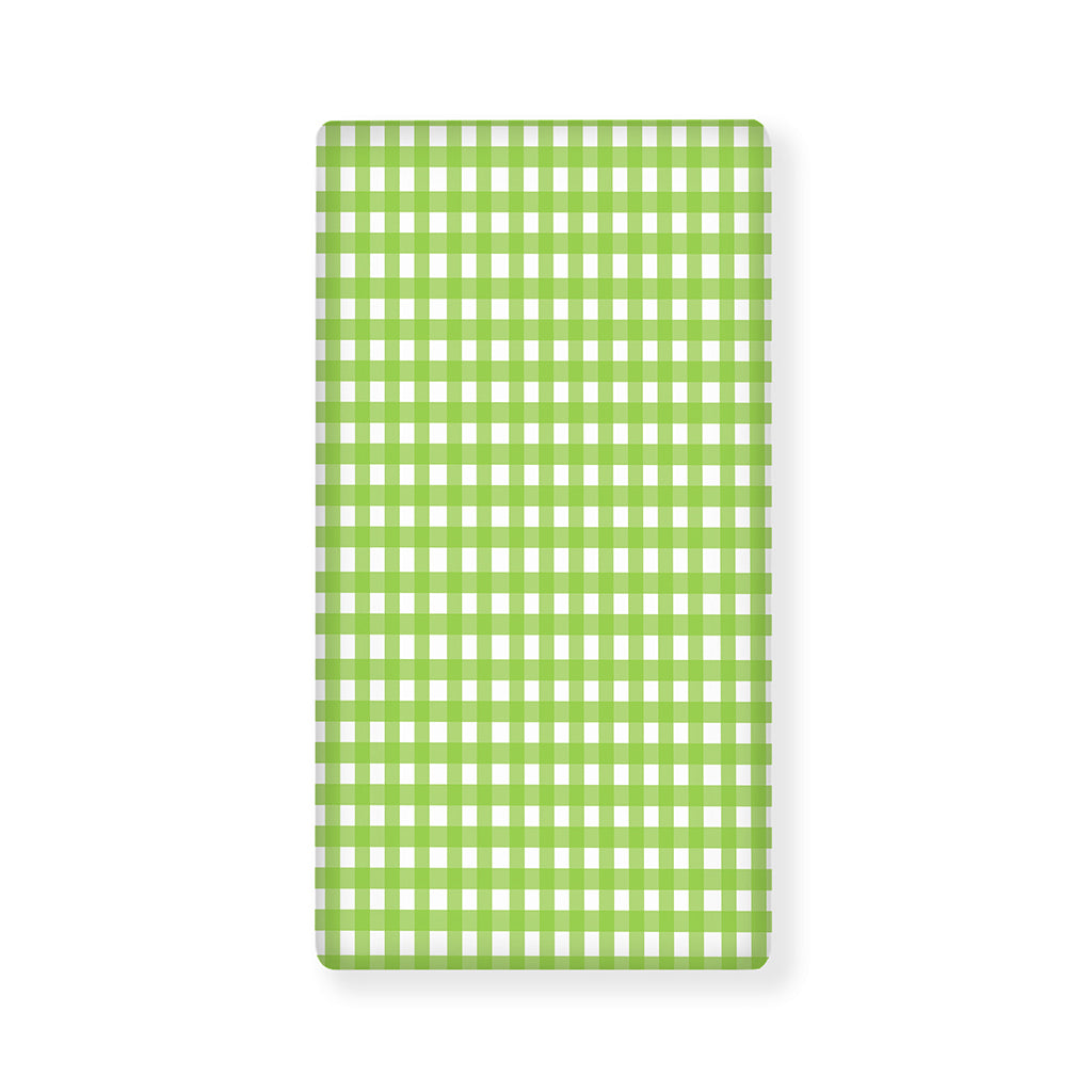 Green And White Check Pattern Print Baby Crib Sheet