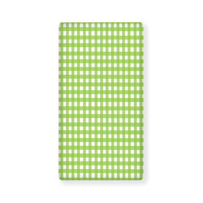 Green And White Check Pattern Print Baby Crib Sheet