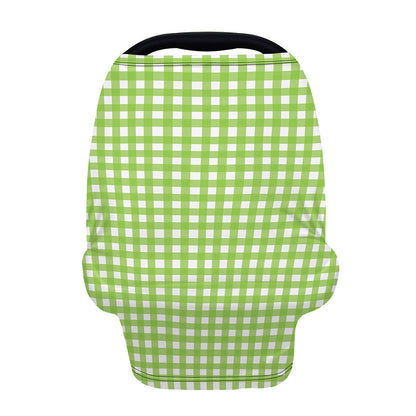 Green And White Check Pattern Print Baby Seat Cover