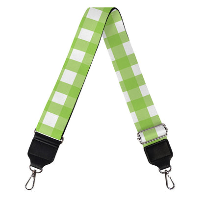 Green And White Check Pattern Print Bag Strap