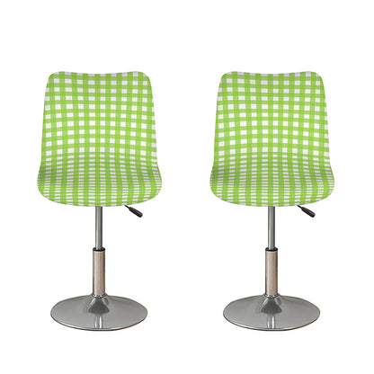 Green And White Check Pattern Print Bar Stool Covers