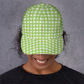 Green And White Check Pattern Print Baseball Cap