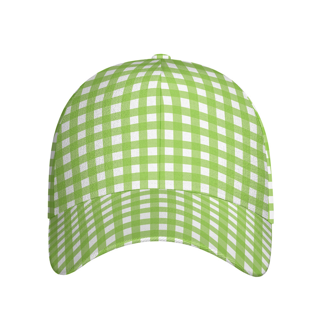 Green And White Check Pattern Print Baseball Cap