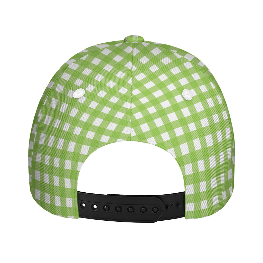 Green And White Check Pattern Print Baseball Cap
