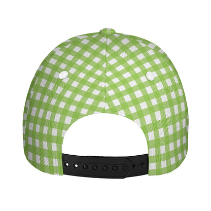 Green And White Check Pattern Print Baseball Cap