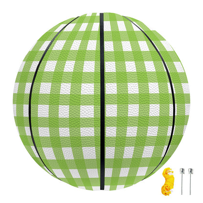 Green And White Check Pattern Print Basketball