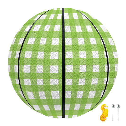 Green And White Check Pattern Print Basketball