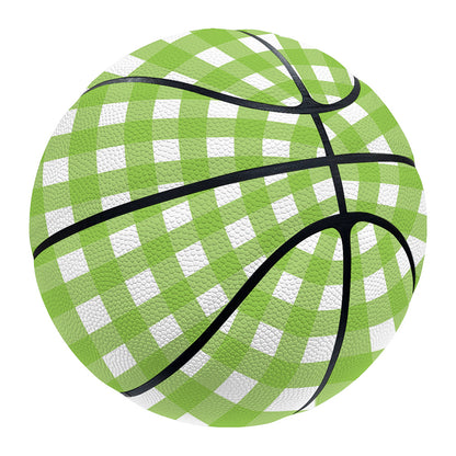 Green And White Check Pattern Print Basketball