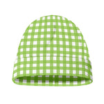 Green And White Check Pattern Print Beanie
