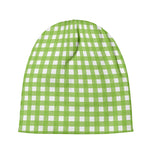 Green And White Check Pattern Print Beanie
