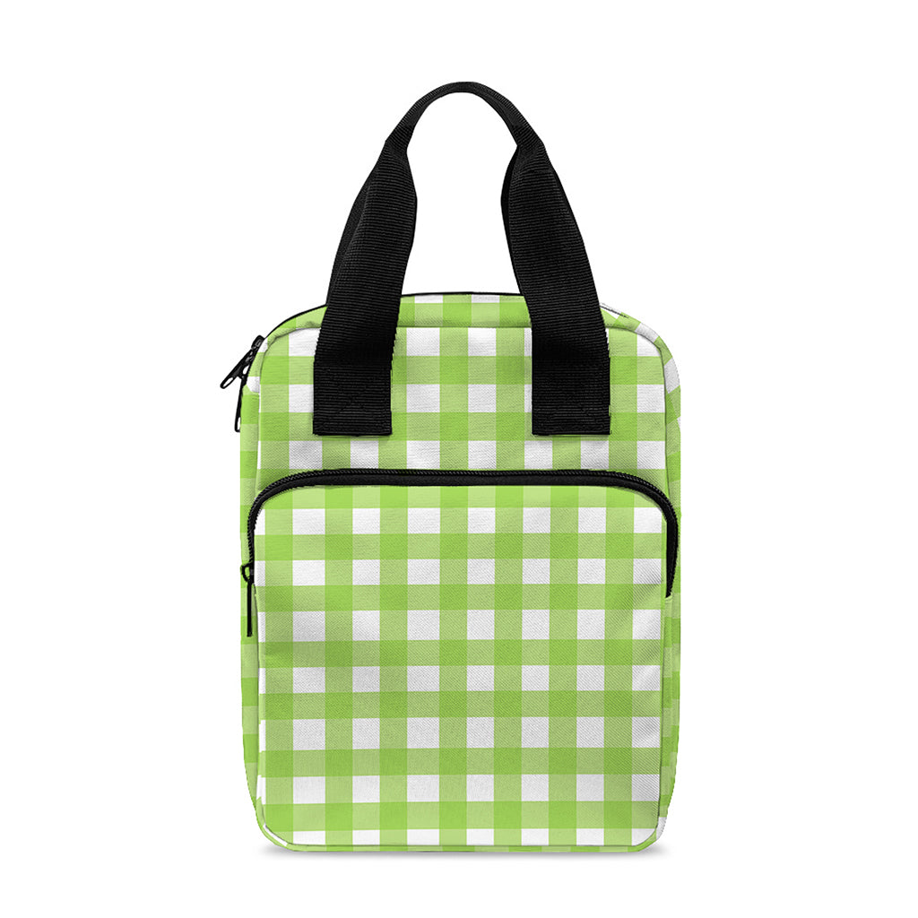 Green And White Check Pattern Print Bible Tote Bag