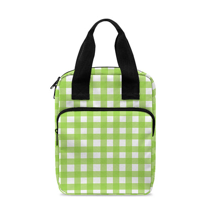 Green And White Check Pattern Print Bible Tote Bag